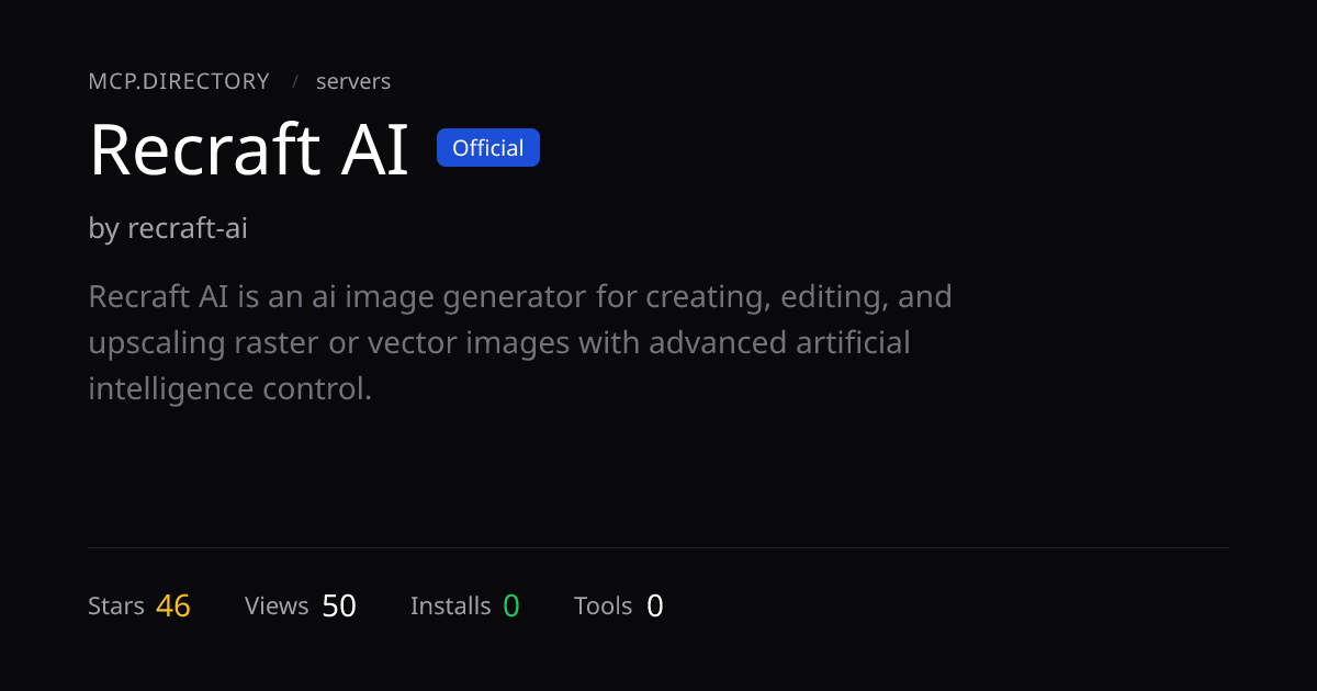 Recraft AI MCP Server — Install & Setup — MCP.Directory