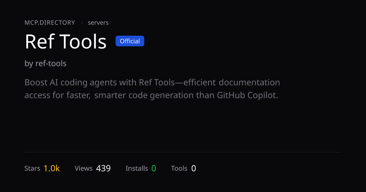 Ref Tools — MCP Server — MCP.Directory