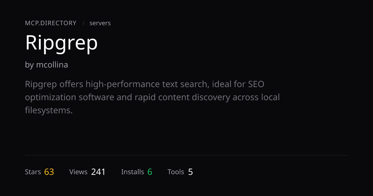Ripgrep MCP Server — Install & Setup — MCP.Directory
