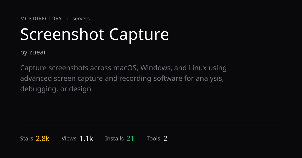 Screenshot Capture MCP Server — MCP.Directory