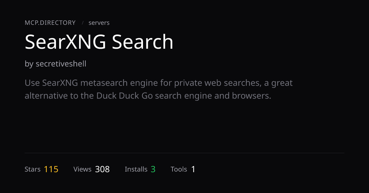 SearXNG Search MCP Server — Install & Setup — MCP.Directory