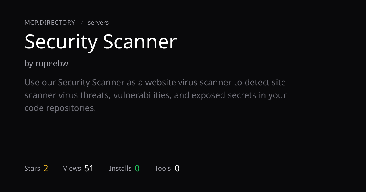 Security Scanner MCP Server — MCP.Directory