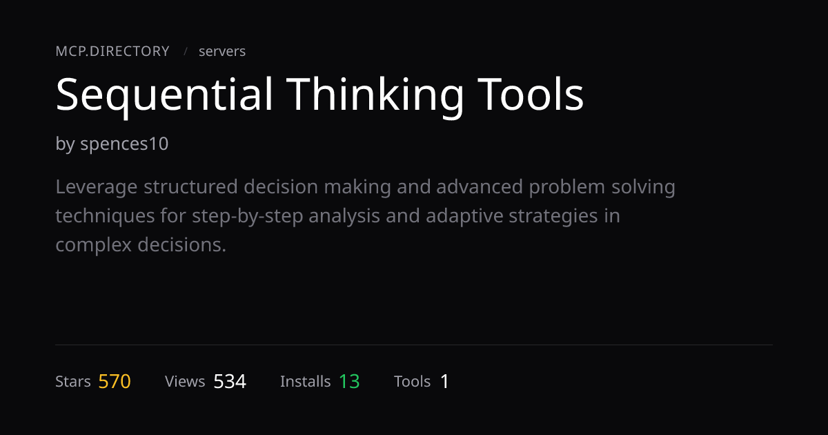 Sequential Thinking Tools MCP Server — MCP.Directory
