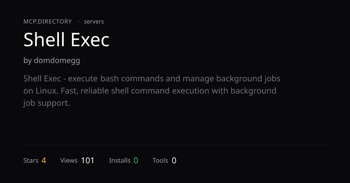 Shell Exec MCP Server — Install & Setup — MCP.Directory