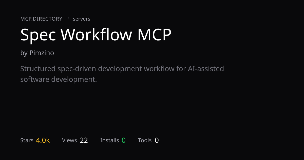 Spec Workflow MCP Server — Install & Setup — MCP.Directory