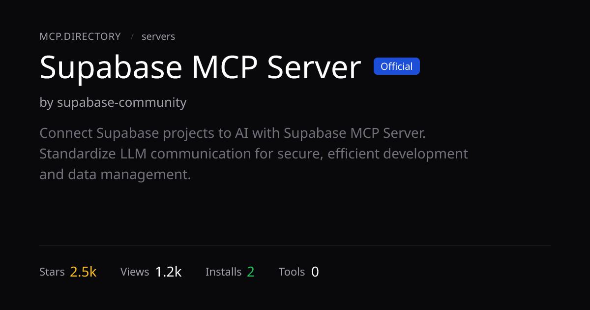 Supabase MCP Server — MCP.Directory
