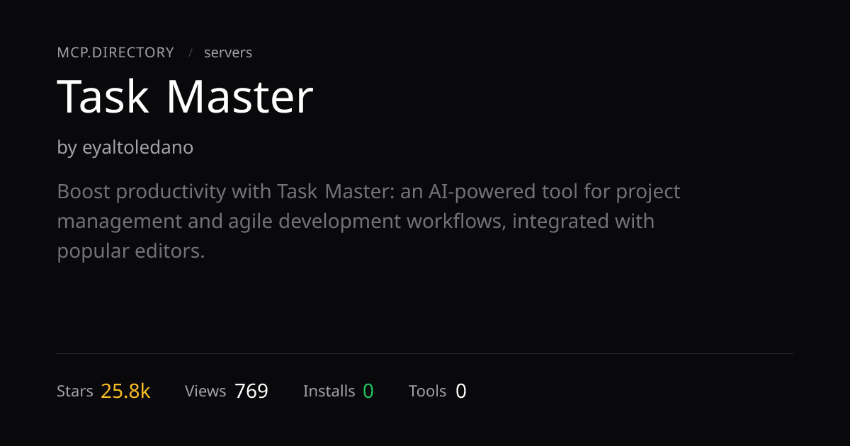 Task Master MCP Server — Install & Setup — MCP.Directory