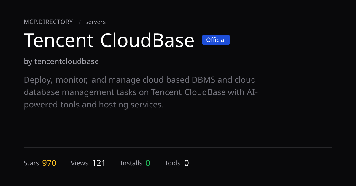 Tencent CloudBase — MCP Server — MCP.Directory