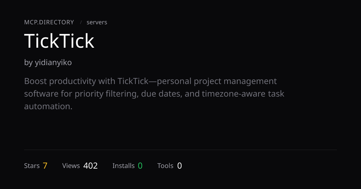 TickTick — MCP Server — MCP.Directory
