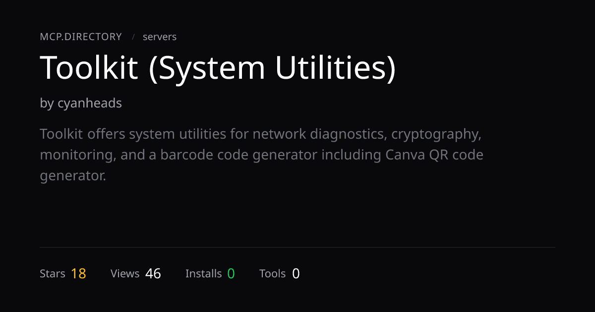 Toolkit (System Utilities) — MCP Server — MCP.Directory