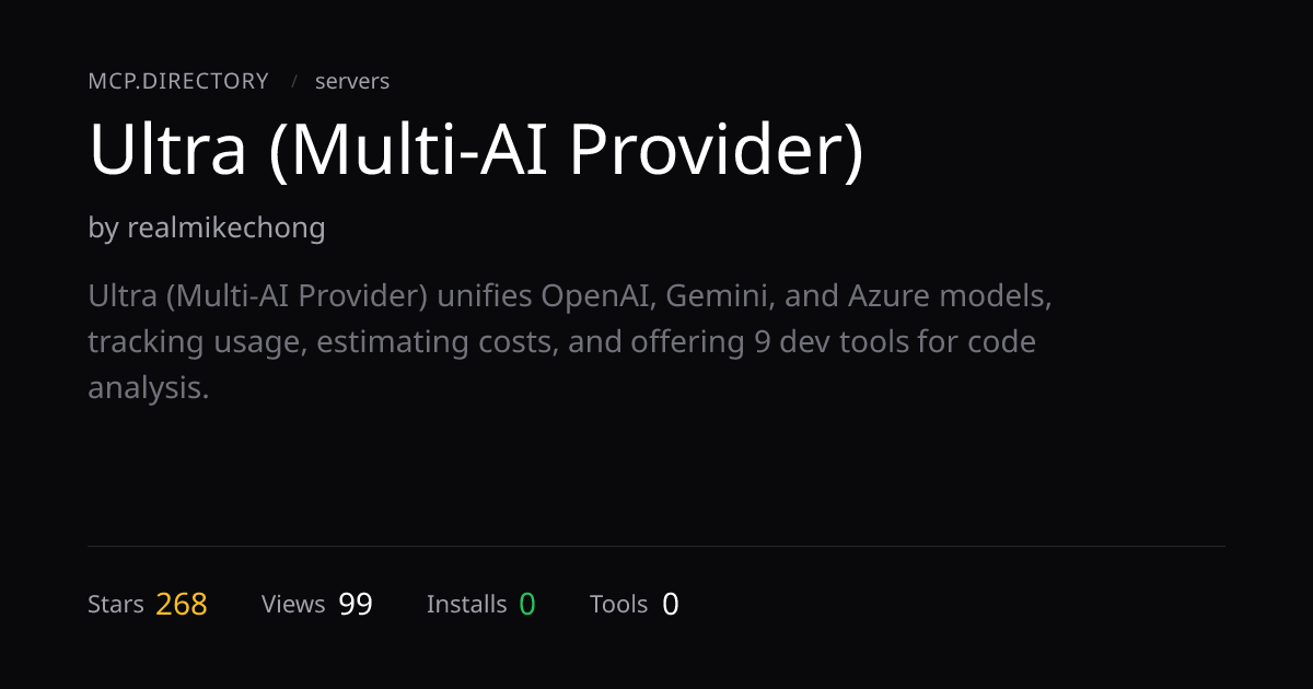 Ultra (Multi-AI Provider) MCP Server — MCP.Directory