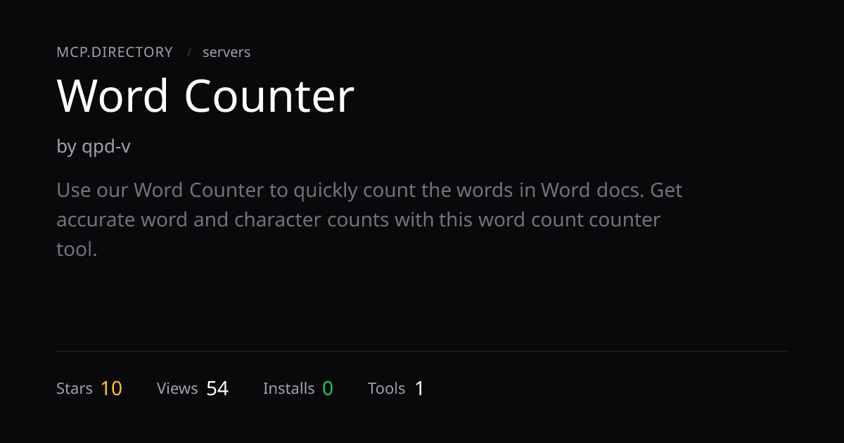 Word Counter MCP Server — Install & Setup — MCP.Directory